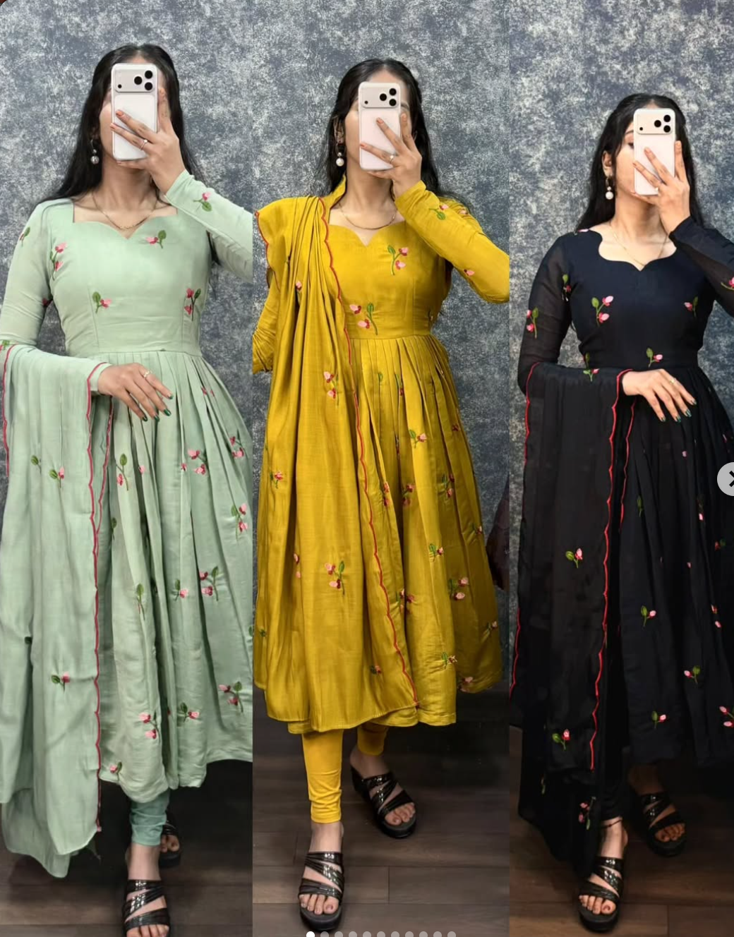 Mul-Chanderi Anarkali With Duppatta
