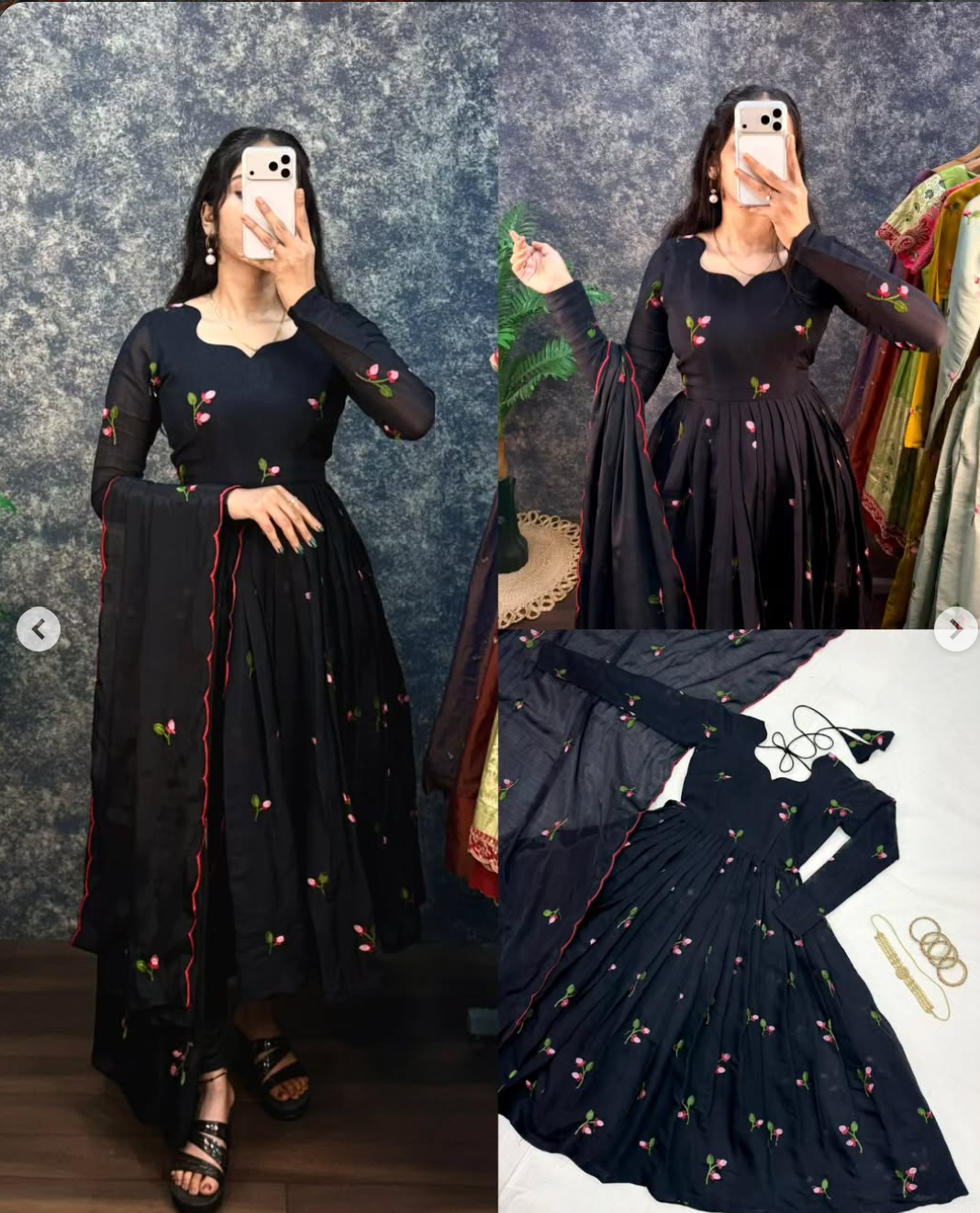 Mul-Chanderi Anarkali With Duppatta - Image 5